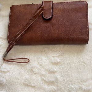 Brown Leather Wristlet Wallet